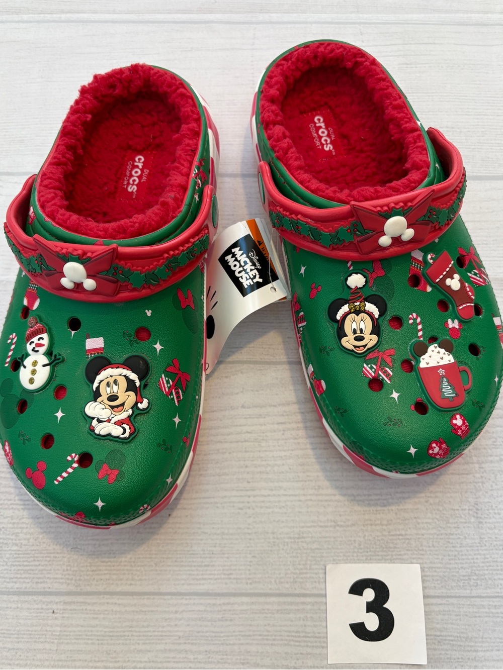 CROCS Red and White Striped Clogs